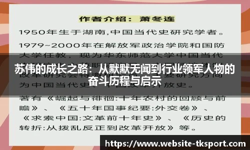 苏伟的成长之路：从默默无闻到行业领军人物的奋斗历程与启示